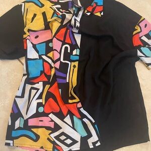 Woman’s Colorful Abstract Pattern Shirt 1XL